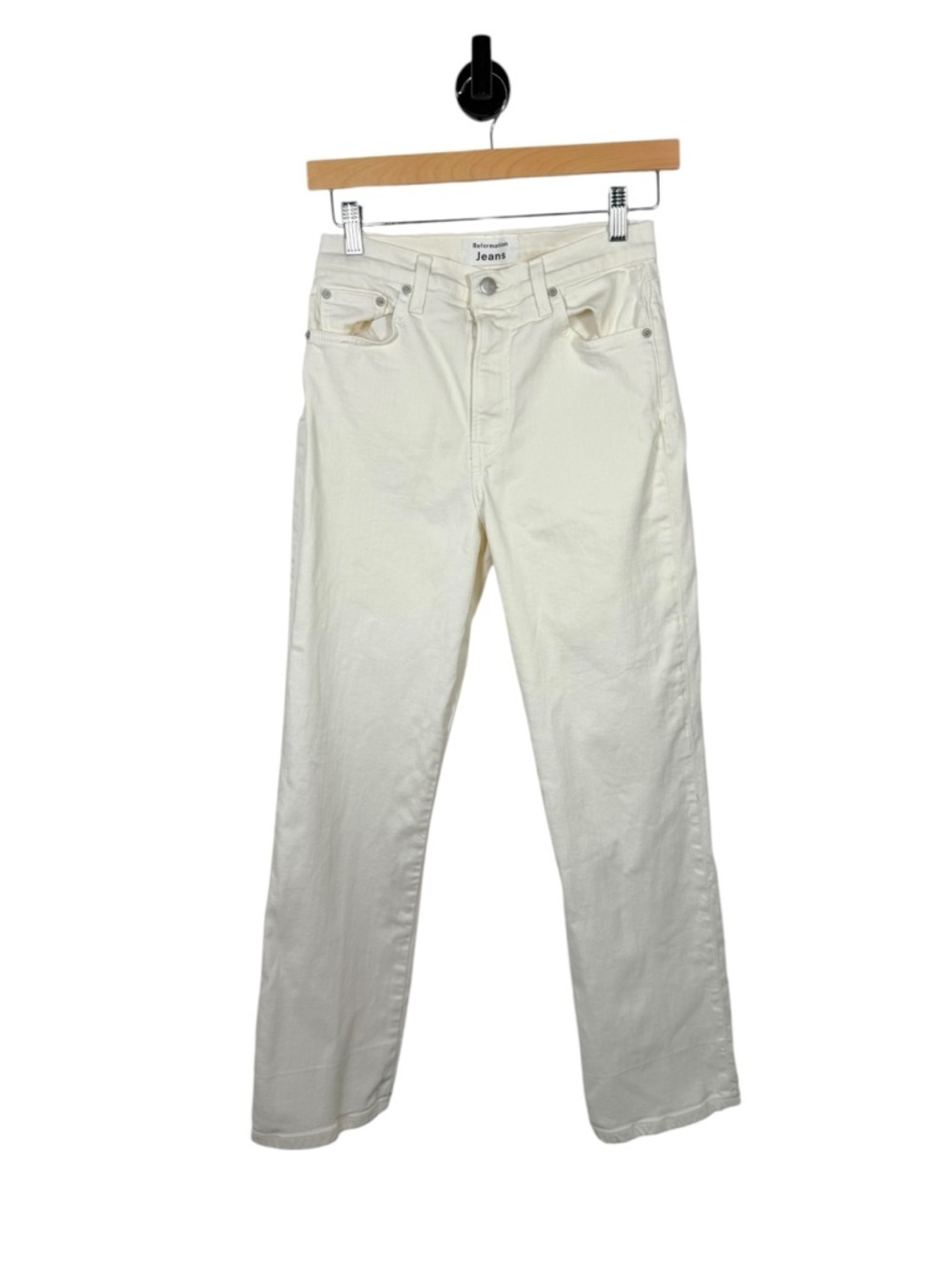 Reformation Liza High Straight Crop Jeans Ivory Deadstock Made in USA Size 27